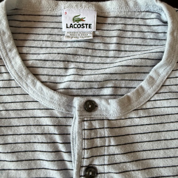 Lacoste Henley - Size XXXL - Grey with Black Stripes - Picture 2 of 3